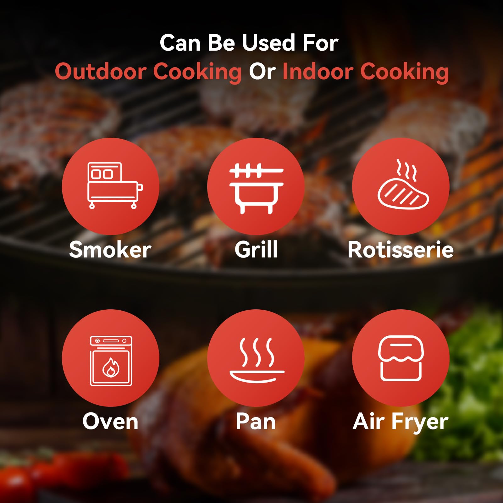 Thermomètre à viande sans fil, thermomètre à viande Bluetooth ultra gamme avec double capteur haute sensibilité, thermomètre alimentaire sans fil avec application intelligente thermomètre de cuisson