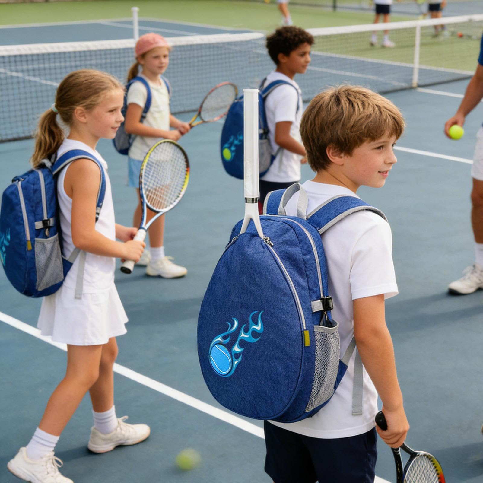 Borsa da tennis per bambini, zaino per racchette da pickleball, borsa sportiva di grande capacità con tessuto robusto, attrezzatura sportiva con facile conservazione, attrezzatura da allenamento