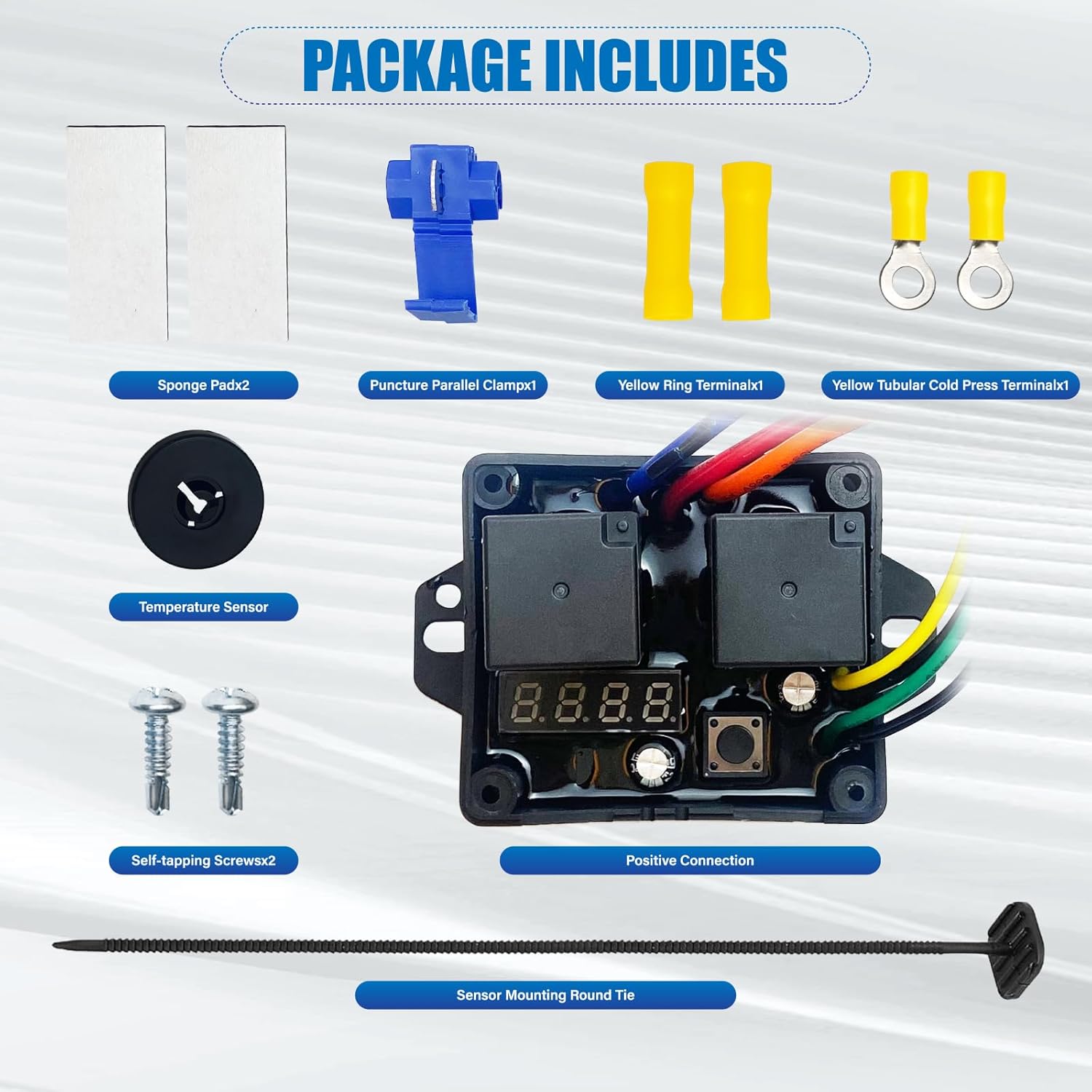 Digital Radiator Fan Controller Swith 12V and 24V, Adjustable Temperature Range Digital Electric Thermatic Fan Switch Kit Replace # 0444 DC0444