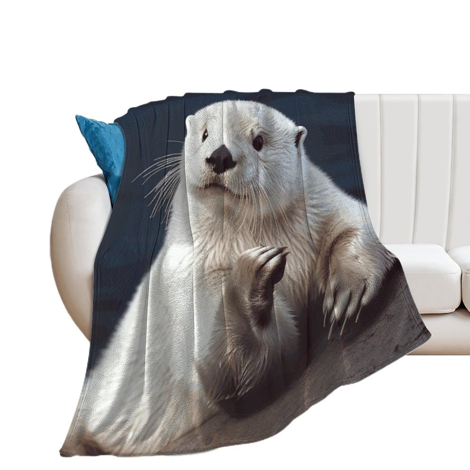 Couverture flanelle loutre blanche plaid lit canapé voyage camping