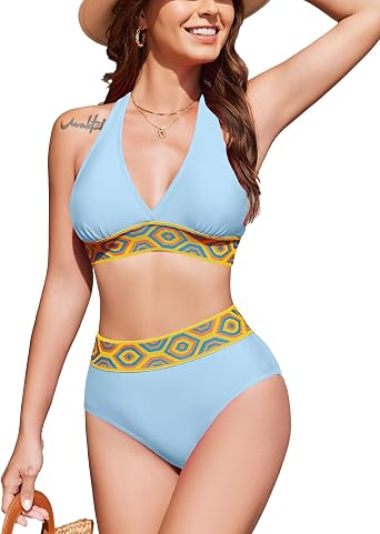 AIMAGE Womens Bikini Sets High Waisted Swimsuit Two Piece Bathing Suits Push Up Bikini Tummy Control Swimsuits S-XXL