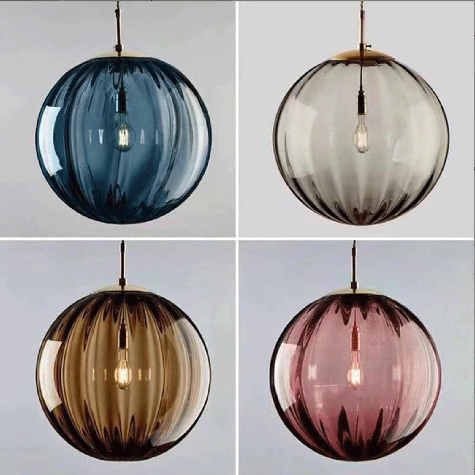Lampa wisząca do montażu na suficie szklana kula wisząca żyrandol 1 światło E14 lampa sufitowa wyspa lampa wisząca (Rot, 20 cm)