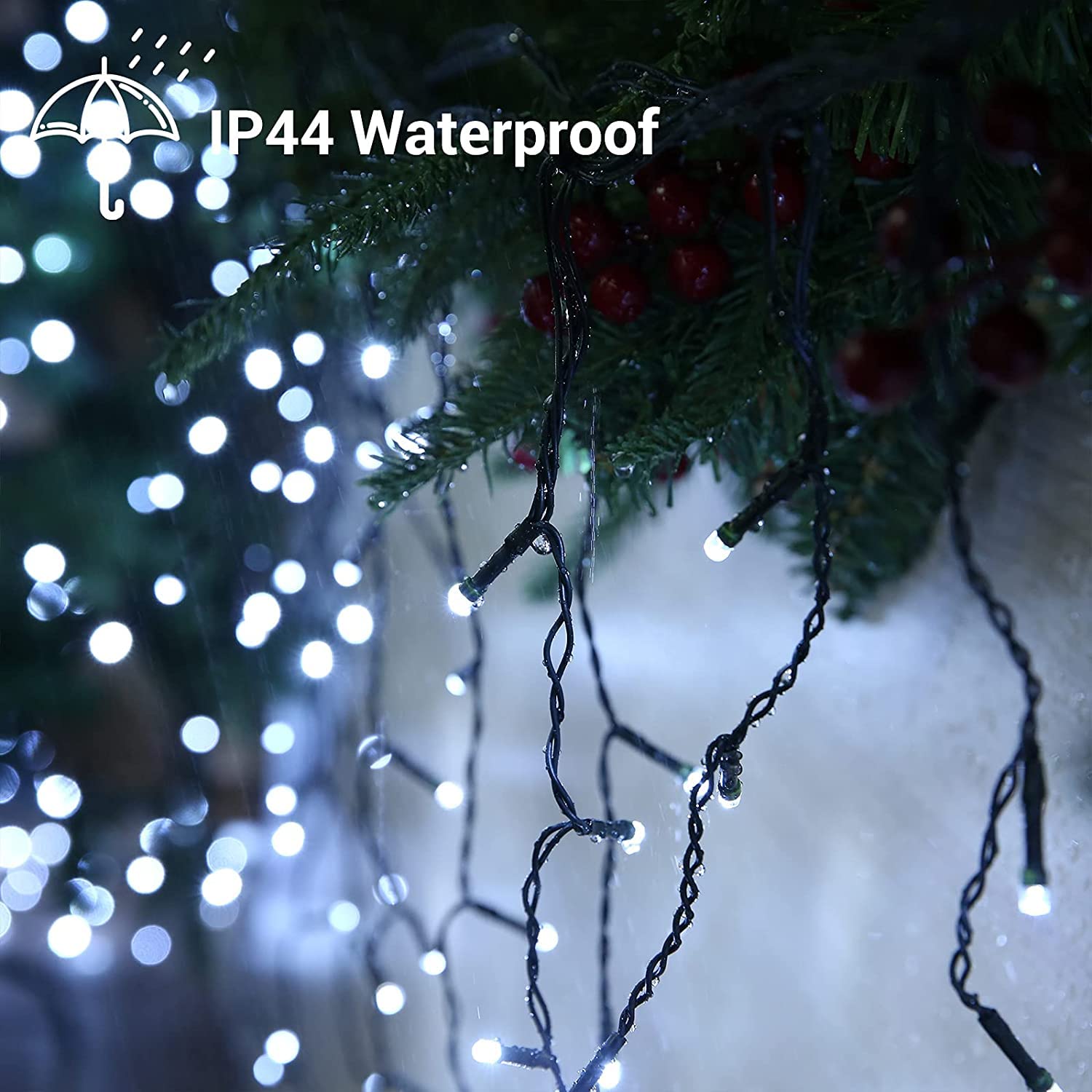 Luci Decorazioni Natalizie da Esterne, Philzops 50M 500 LED Catena Luminosa Albero di Natale Impermeabile 8 Modalità Stringa Luci Decorazione per Interni Finestra Giardino Partito Festa, Bianco Freddo