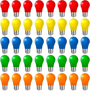 40 Stück E27 LED Bunte Glühbirnen 3W, E27 Farbige lampen, Dekorative LED Lampe außen für Party,Lichterkette,Weihnachten, 220V AC, Rot Grün Blau Gelb Orange, Kunststoff