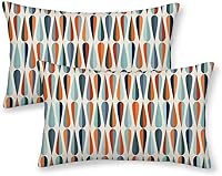 Vista 27 de Juego de 2 fundas de almohada bohemias de 20 x 20 pulgadas, con hojas bohemias abstractas de mediados de siglo, decorativas, para exteriores, fundas