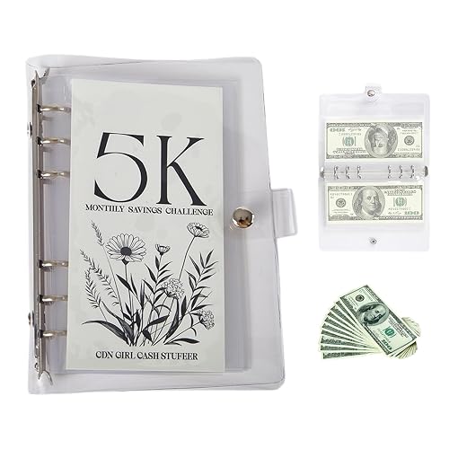 12-Month Savings Challenge Binder with Cash Envelopes，A5 Binder Savings Challenges