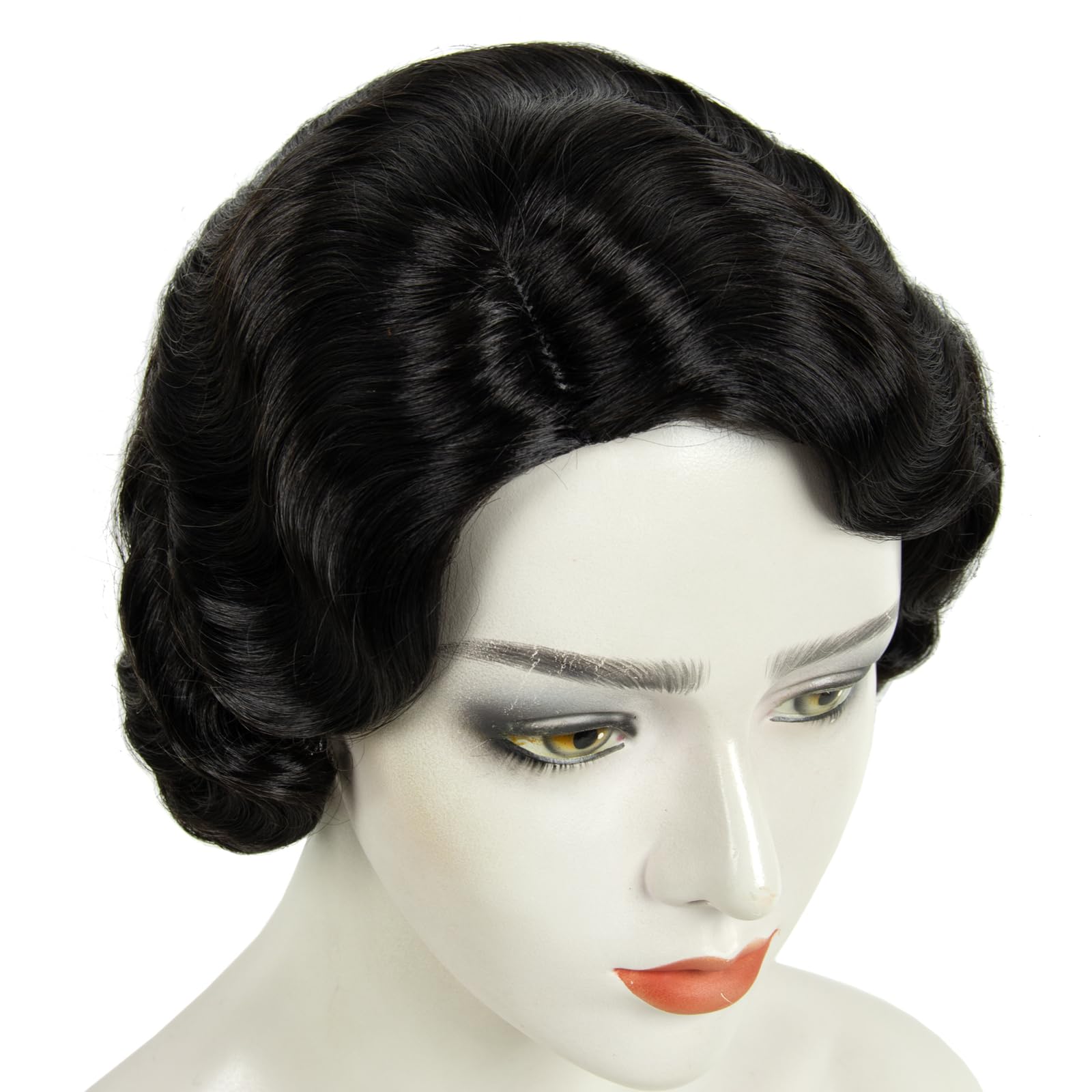 Black 1920s Flapper Wig Synthetic Curly Wavy Vintage Costume Accessory Amazon.com : MEDISIFA Short Black 1920s Wig for Women Gatsby  main image 3
