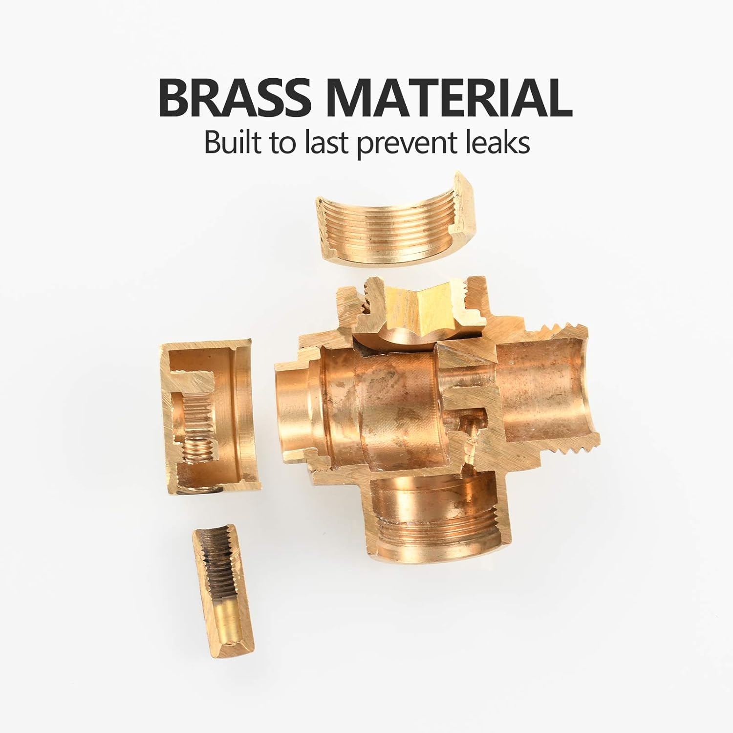 Tecmolog Faucet Valve Splitter Brass Sink Valve Diverter for Kitchen or Bathroom, Sink Hose Connector M22 to M24, Brushed Nickel, SBA021ENA