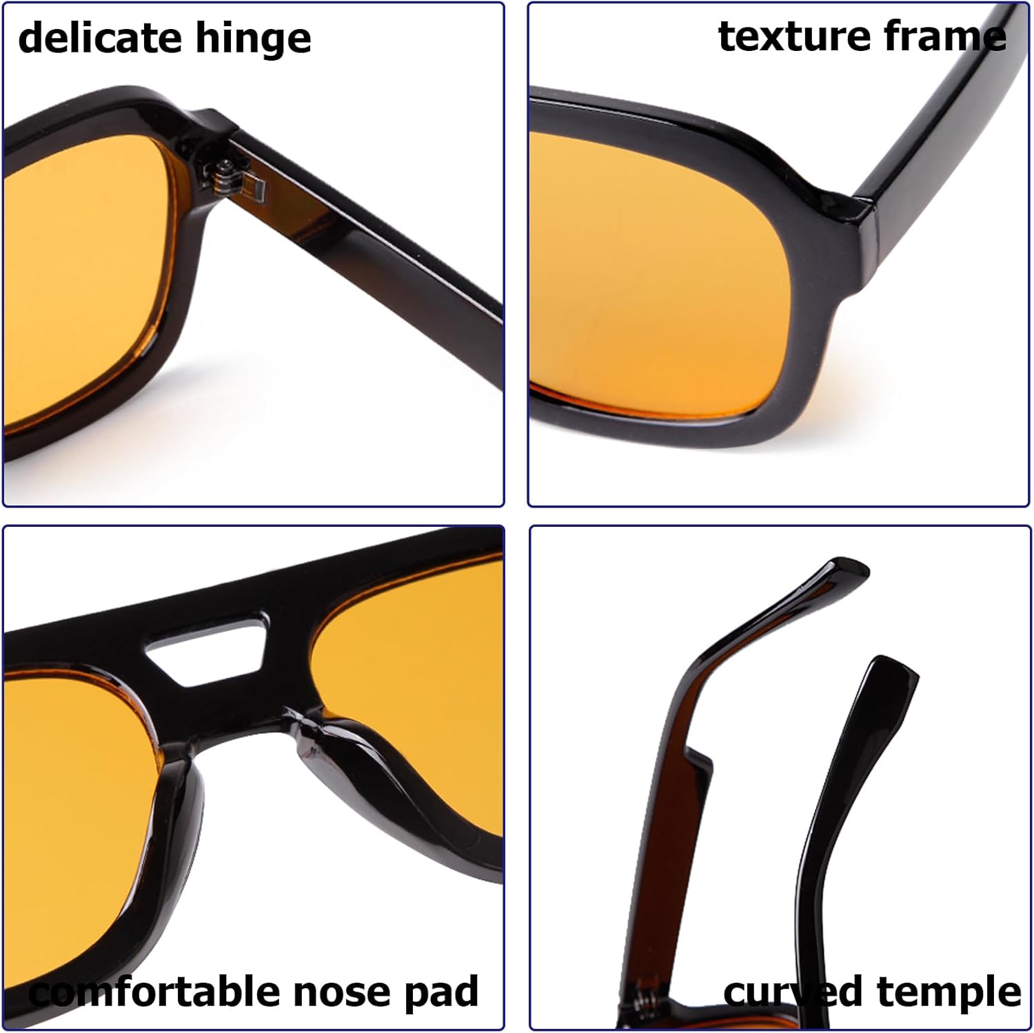 SORVINO Retro Square Aviator Sunglasses for Women Men Designer Stylish Frame Blue Orange Tinted Sun Glasses Vintage Shades - Image 9