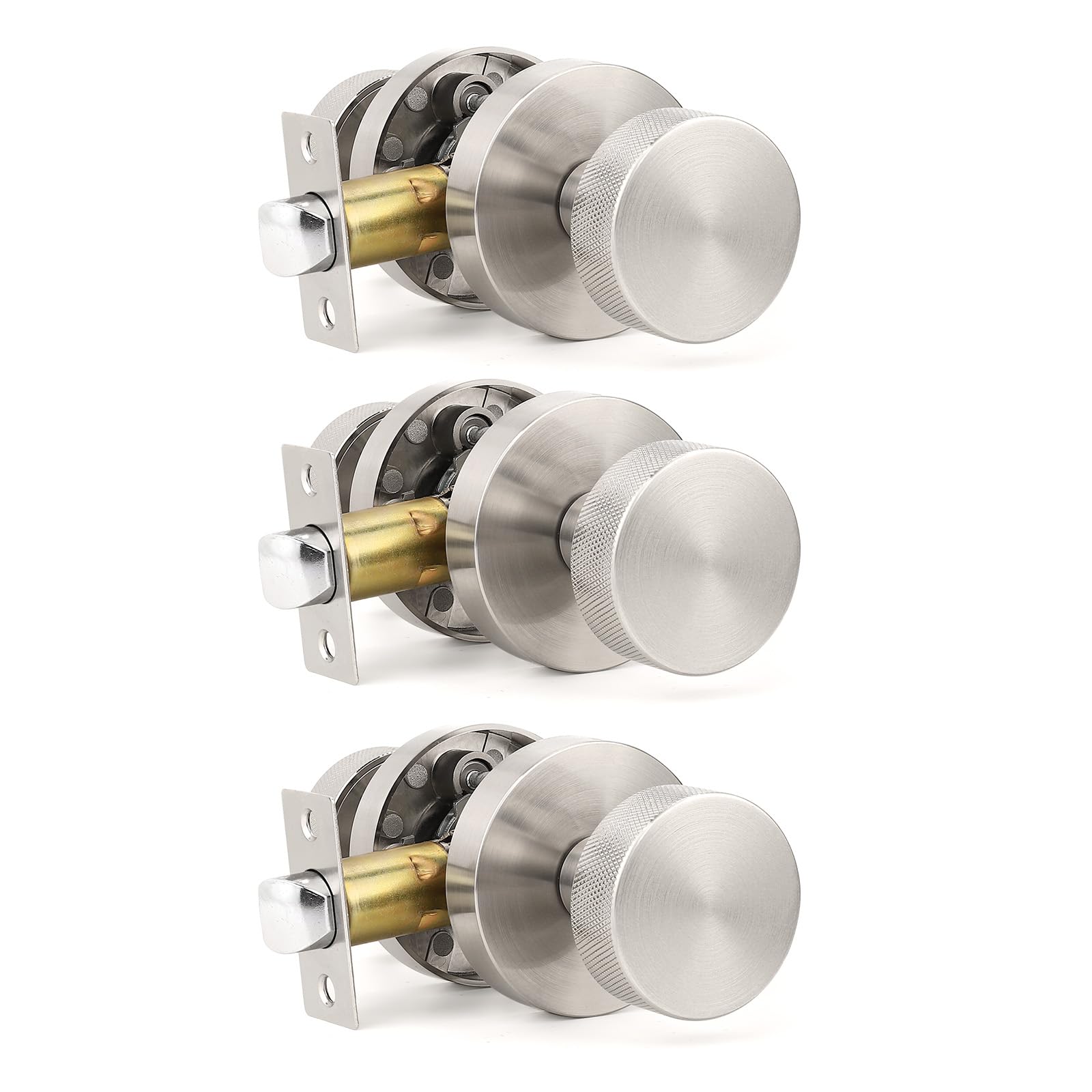 Brushed Nickel Privacy Door Knobs - 6 Pack -19