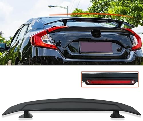 Alerón trasero universal de 46 pulgadas, color negro mate, estilo deportivo, alerón de cola de coche con reflector rojo para sedán, cupé, hatchback