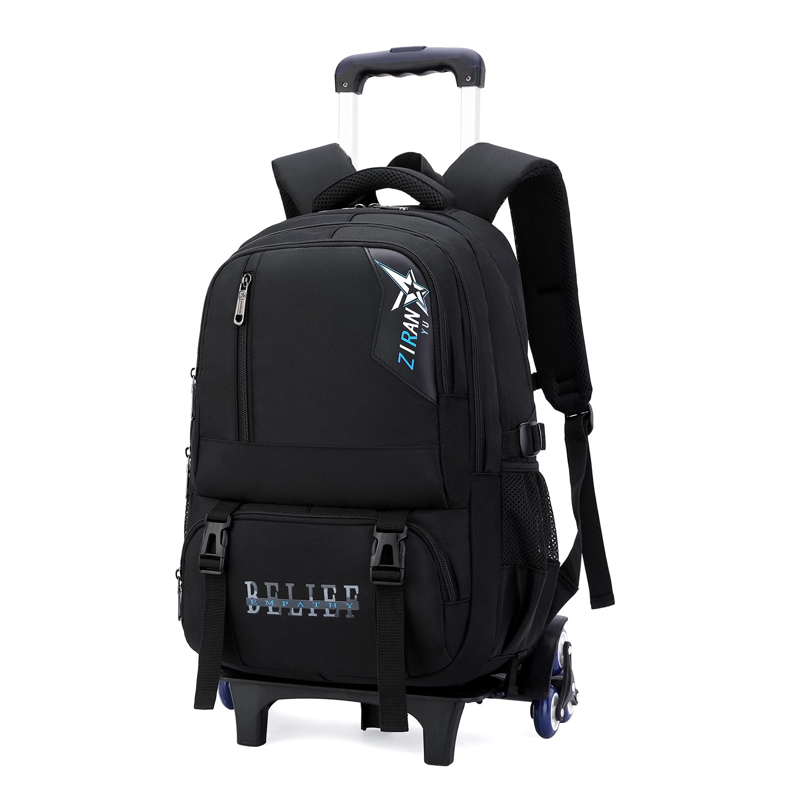 IvyH Mochila Escolare Trolley para Niños Adolescentes, Mochila Colegio Niños con Carrito de 6 Ruedas Desmontable, Mochila Informal con Carro para la Escuela o Viajes