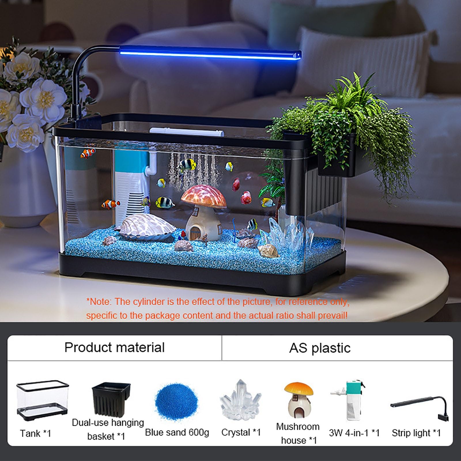 Acquario Piccolo,serbatoio Di Pesce Kit Di Starter Per Acquario Piccolo,Completo Acquarios Per Pesci Rossi Tartarughe D'acqua Con Illuminazione A LED E Sistema Di Filtraggio(Large)