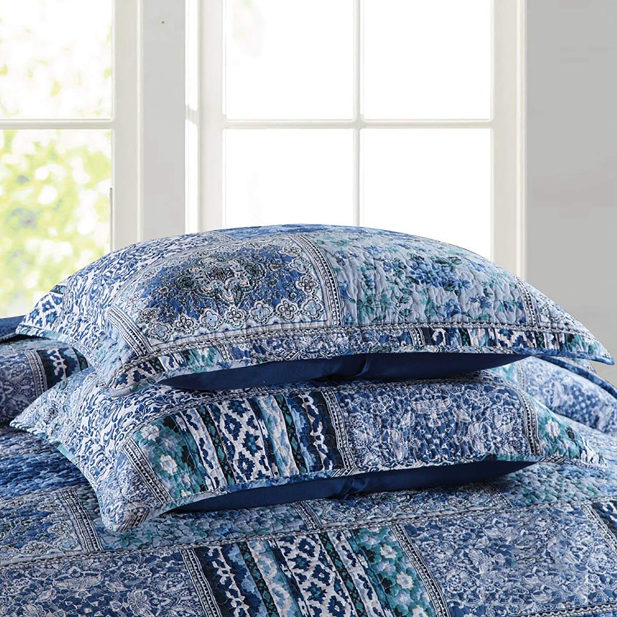 Amazon｜パッチワーク コットン ベッドスプレッド キルトセット キング