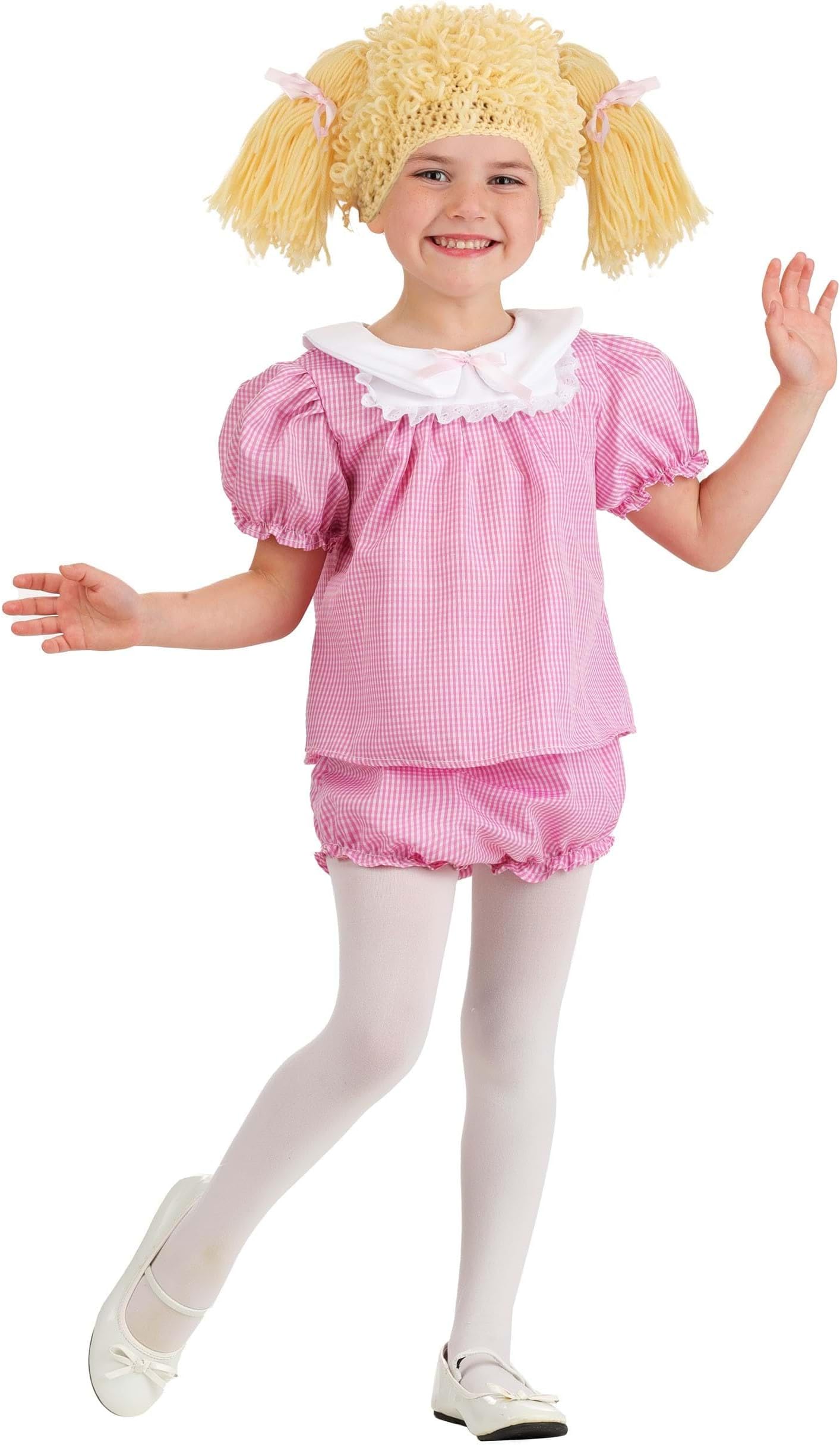 Toddler Cabbage Garden Kid Costume with Dress Wig and Diaper Cover | Cabbage Patch Style Doll Halloween Outfit