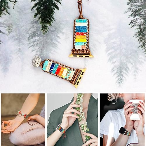 Miniatura 7 de EKOBLA Handmade iWatch Bands Compatible with Apple Watch Bands 424445mm, Healing Stones Beaded Bracelet Watch Strap for iwatch Series 7654321SE,