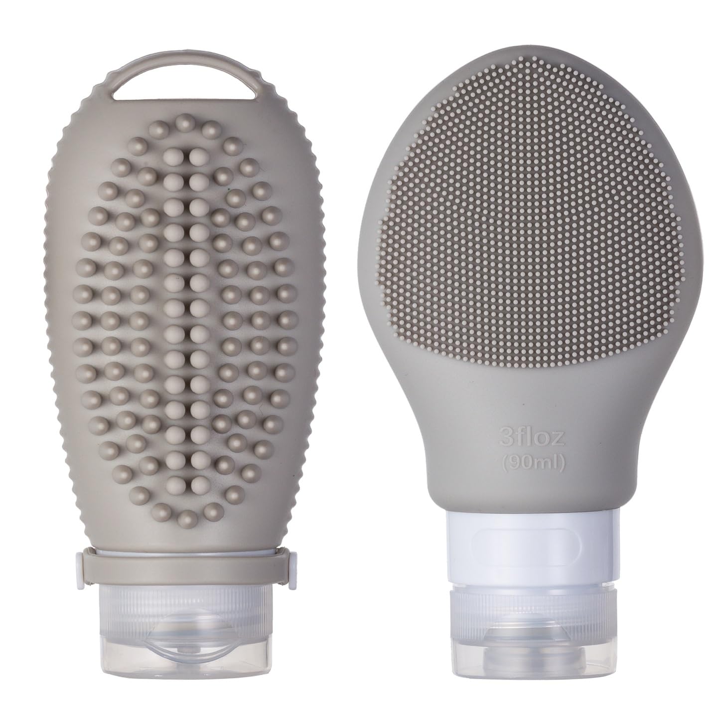 Beauté Secrets Travel Bottles, TSA Approved Toiletries Containers, 90ml Leak Proof Silicone Tubes, Refillable Travel Accessories for Shampoo, Body Wash with Head Massager, Scubber & Makeup Remover