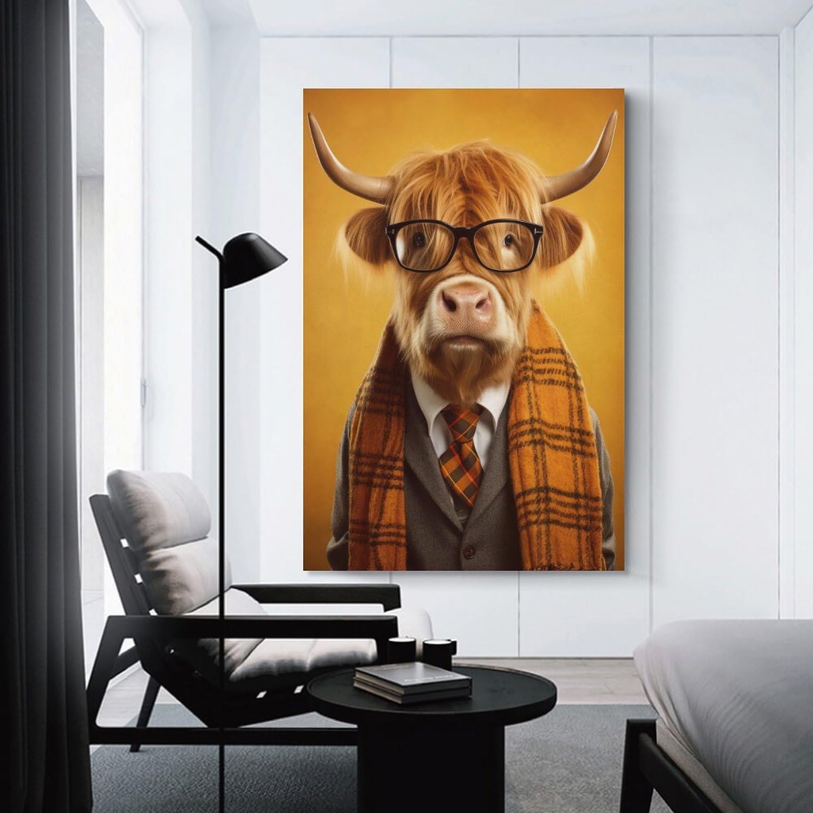 Junmoney Unframe-Style-20 Dressed Highland Cow Room Decor Wall Art, 08X12inch(20X30cm), For Living Room, Bedroom, Office Or Hallway, Decorative Artwork With Broad Appeal