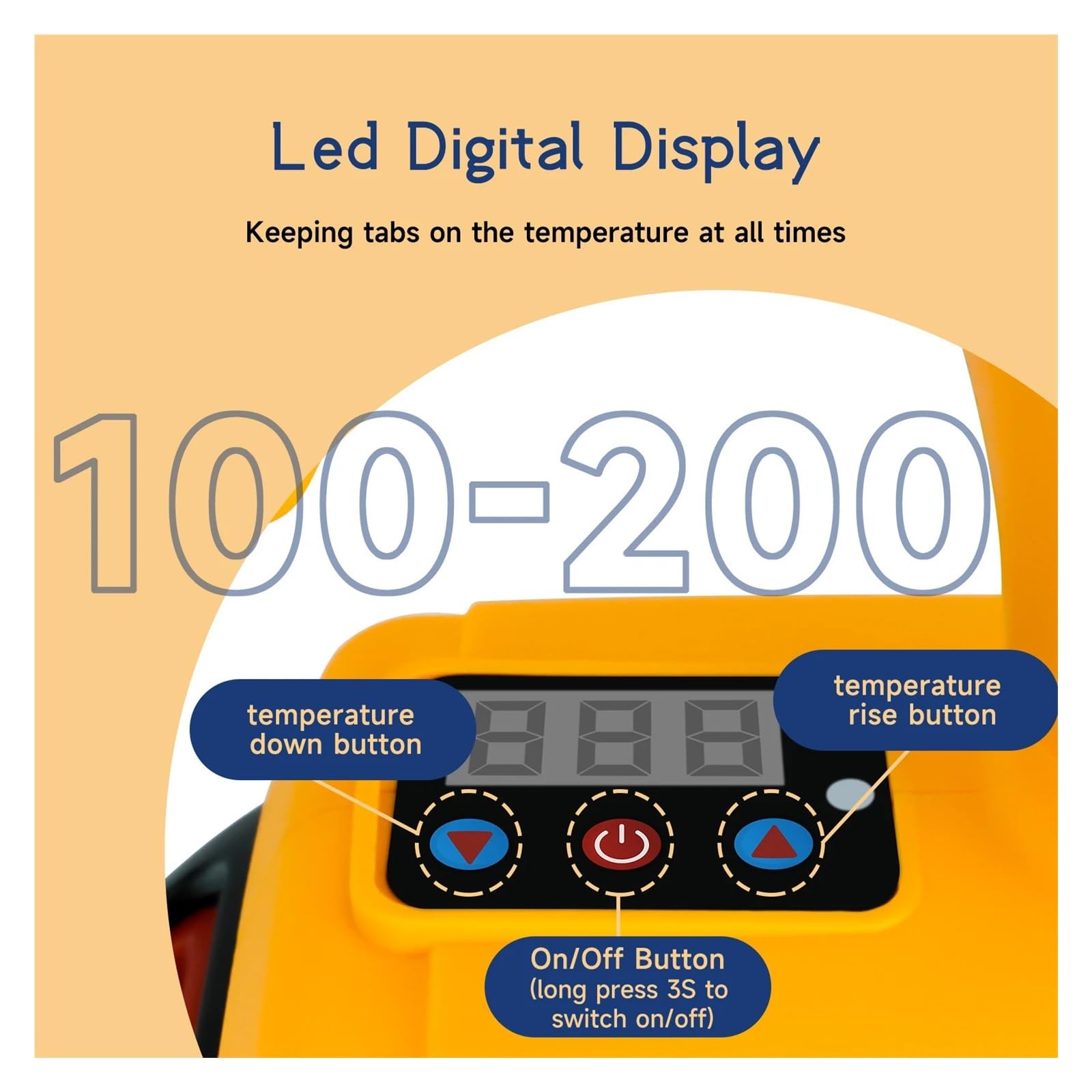 100 W kabelloses Heißklebepistolen-Set, digitale Heißklebepistole mit LED-Beleuchtung (ohne Batterie)