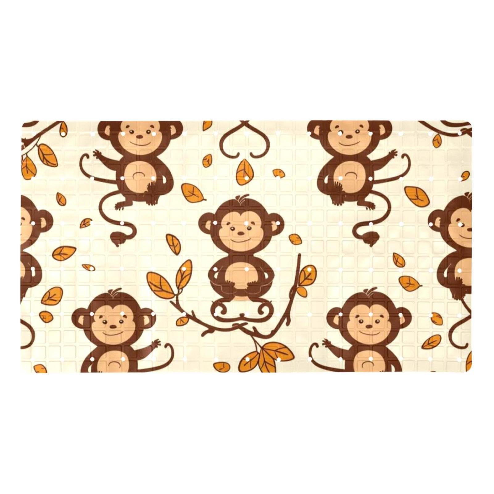 Tapis de bain antidérapant en PVC extra long motif singe