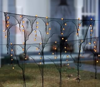 Halloween Decorations Orange Halloween Lights with Black Gauze,Halloween Creepy Cloth String Lights Plug in,Orange Halloween Lights String for Outdoor Indoor Party Halloween Decor