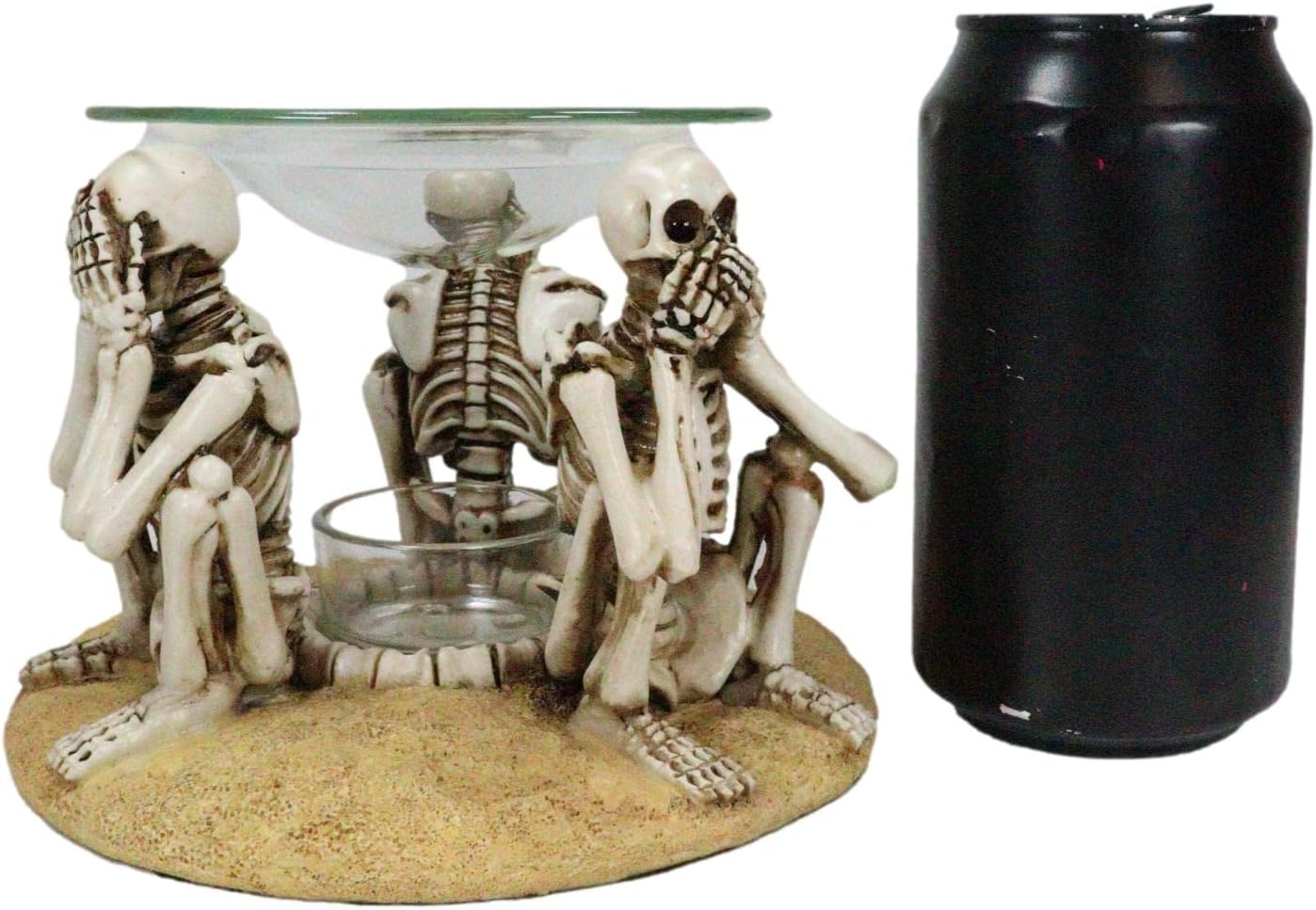 Ebros Gift Whimsical Funny Macabre See Hear Speak No Evil Skeletons Candle Heat Oil Burner Tart Warmer Aroma Scent Figurine Home Fragrance Decorative Ossuary Skulls Skeletons Aromatherapy Accessory