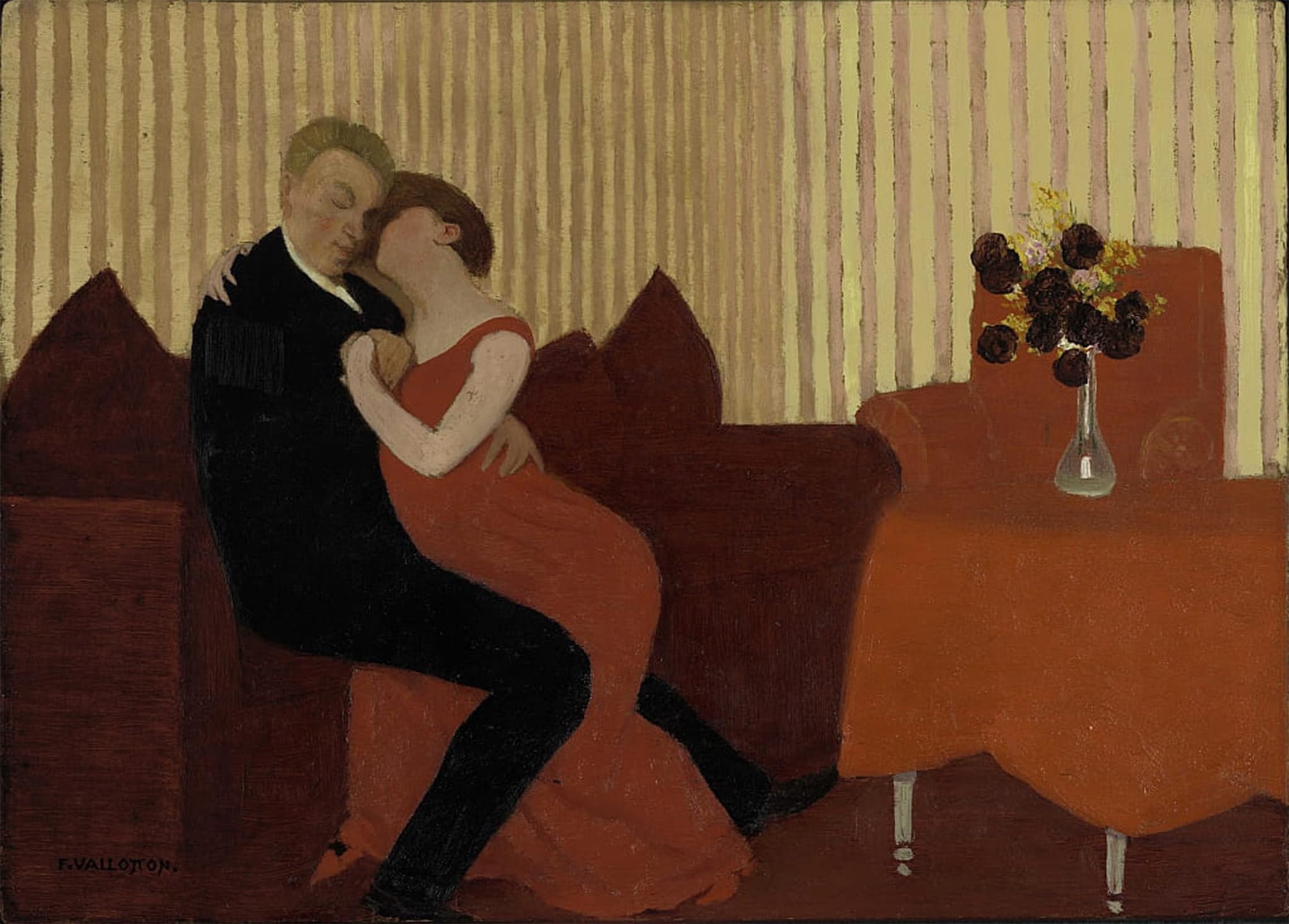 ARTXLXXBN Famous Print Painting Colorful Art Print The Lie Le Mensonge by Felix Edouard Vallotton Canvas Art Decorations for Home Decor 60x90cm