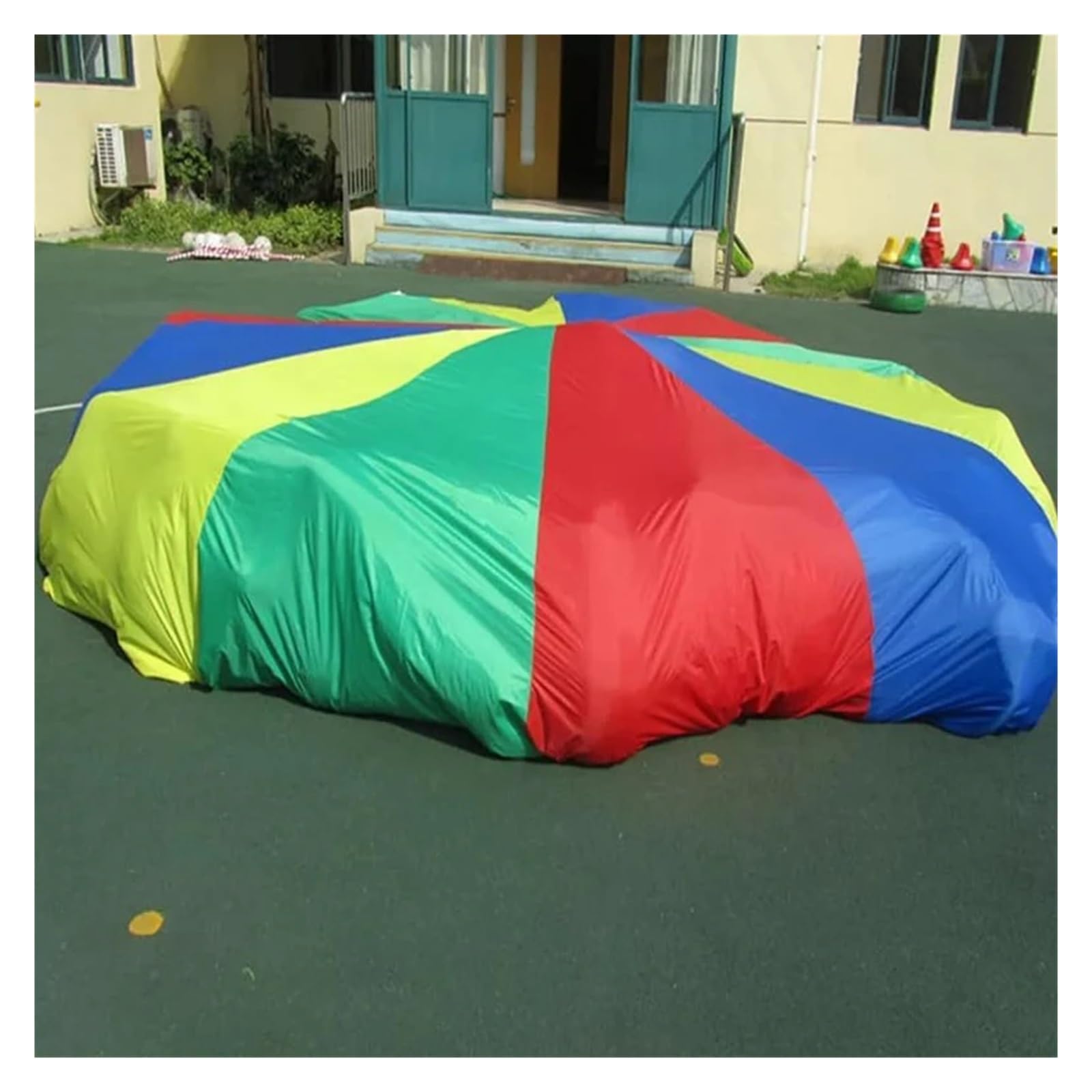 Ballery Paracaídas Paracaídas de arcoíris for niños de 2 a 6 meses, juegos al aire libre, tienda de campaña, diversión, parque infantil, escuela, ejercicio en grupo, actividades cooperativas