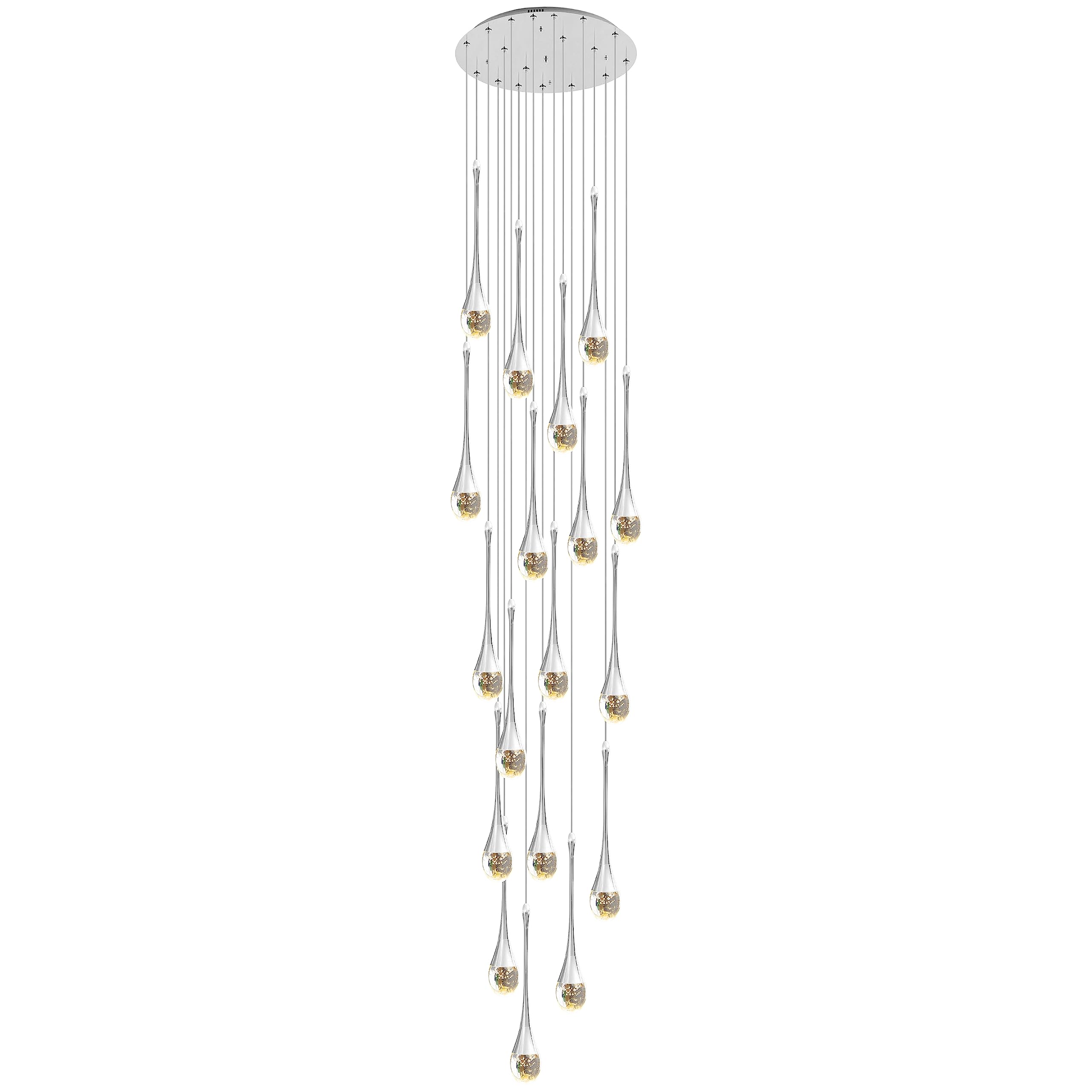 HXYSXHJUO Chandelier 18-Light LED Dimmable Modern Raindrop Spiral Crystal Pendant Light for Foyer Entryway Stairwell Lighting