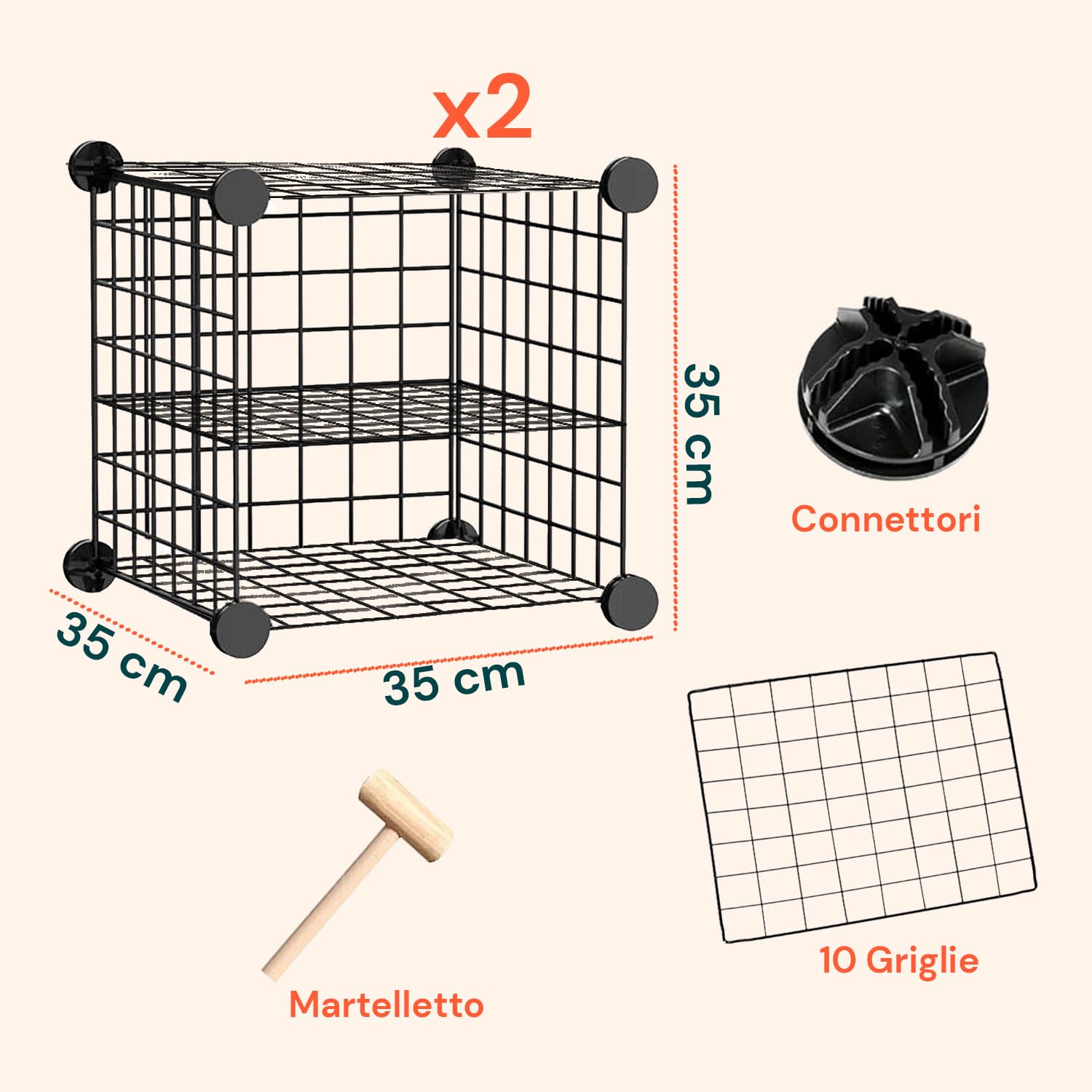 Avilia Scaffale a Rete in Ferro a 4 Ripiani – Scaffali in Metallo Salvaspazio Modulare per Cucina, Bagno e Ufficio - Mobile Scaffale Industrial Nero con Ripiani 35x35cm, Montaggio Senza Attrezzi