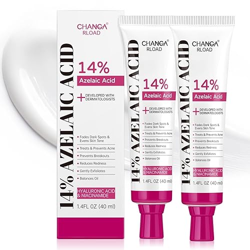 Crema de acné con ácido azelaico al 14% con niacinamida y centella, suero facial de ácido azelaico tono de piel suave y uniforme, reduce la