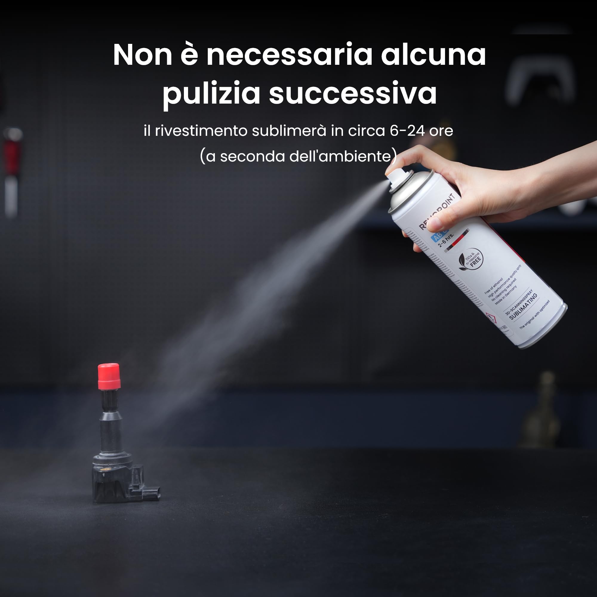 Revopoint Spray di Scansione 3D per Scanner 3D, per Superfici Riflettenti, Trasparenti, Nere o Altamente Strutturate, Senza Bisogno di Pulizia, Sublimazione, 500 ml, AB-6