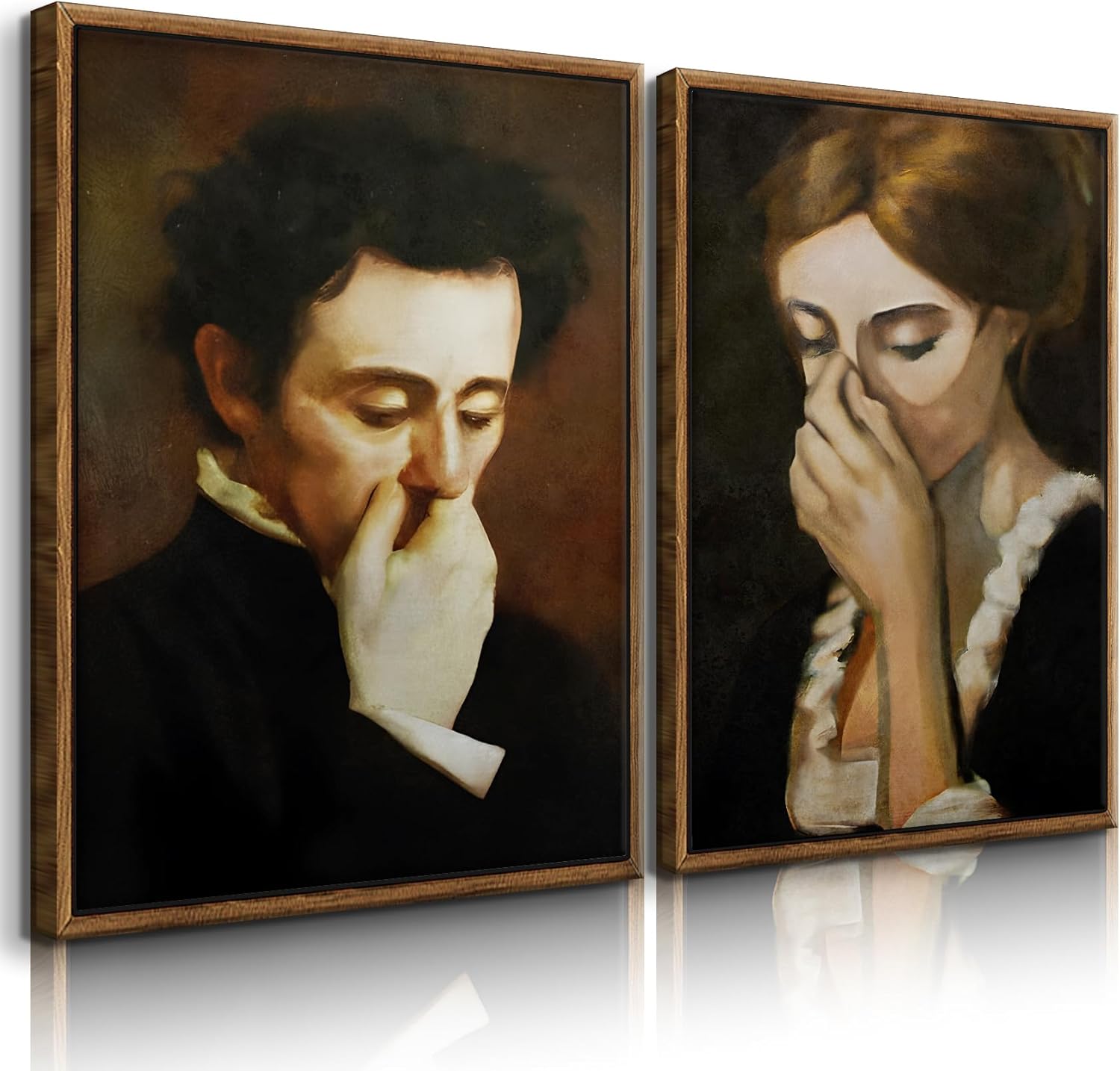 BJVJKSU Framed Funny Bathroom Canvas Wall Art Vintage mid century Style Prints Wall Decor Black and White Humor Classical Toilet Bad Smell Pictures Poster Amusing Lady Man Painting Gift(8x10in)