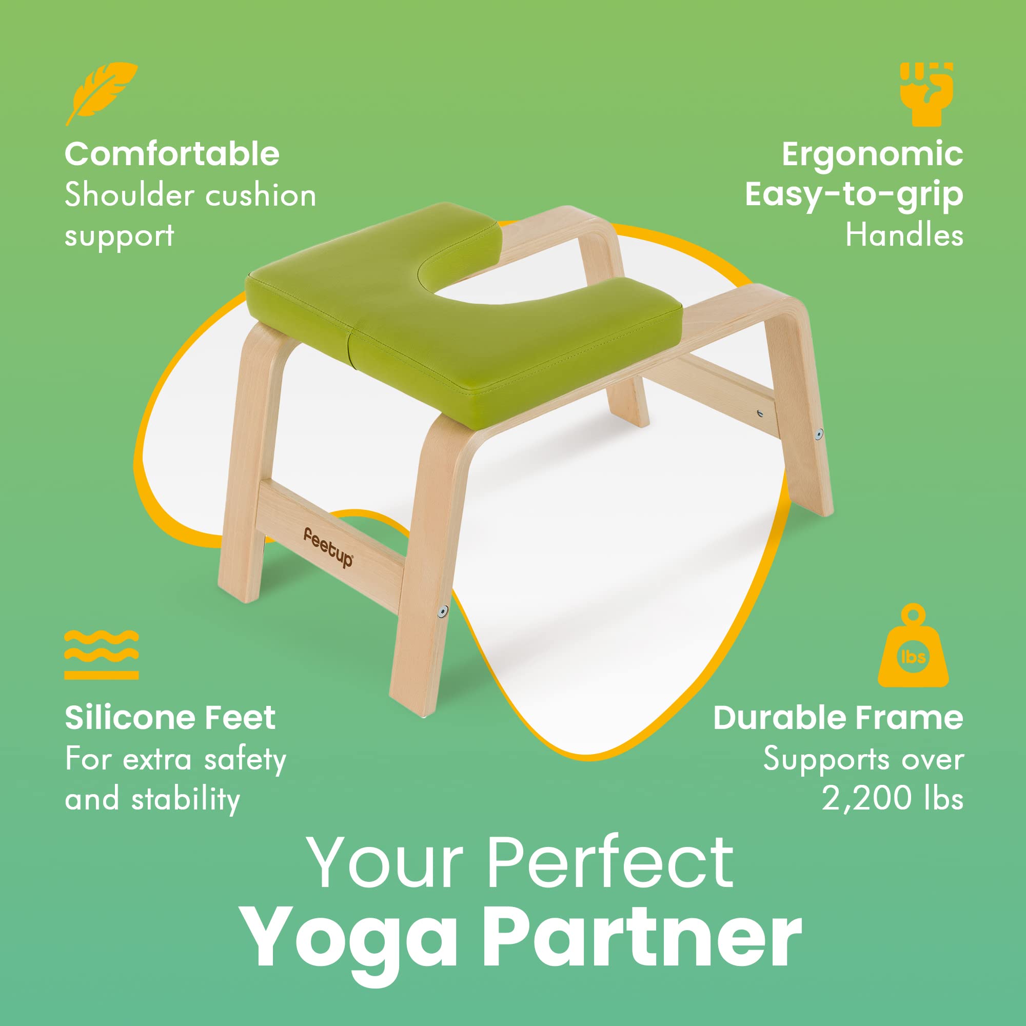 FeetUp Trainer The Original - Tabouret de yoga pour tête de lit, banc d'inversion de yoga, renversement simple et sûr. Restez en forme pour vous détendre. Faites tourner votre yoga vers le bas