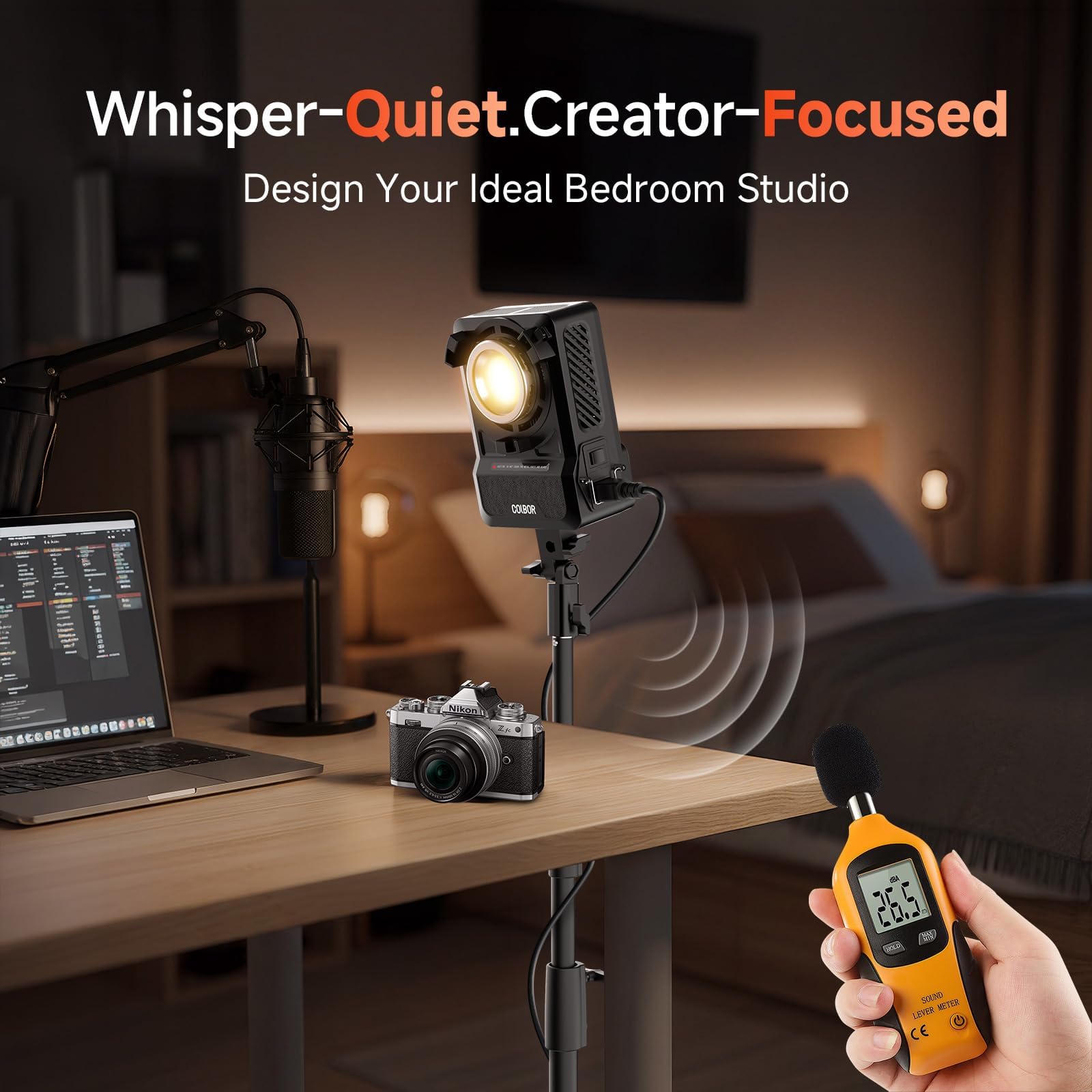 COLBOR Luz LED de vídeo de 200 W, diseño de fuente de alimentación integrada, bicolor 2700 K-7000 K COB lámpara de estudio con montaje Bowens, CRI 96+, Key Light para transmisión en directo, grabación