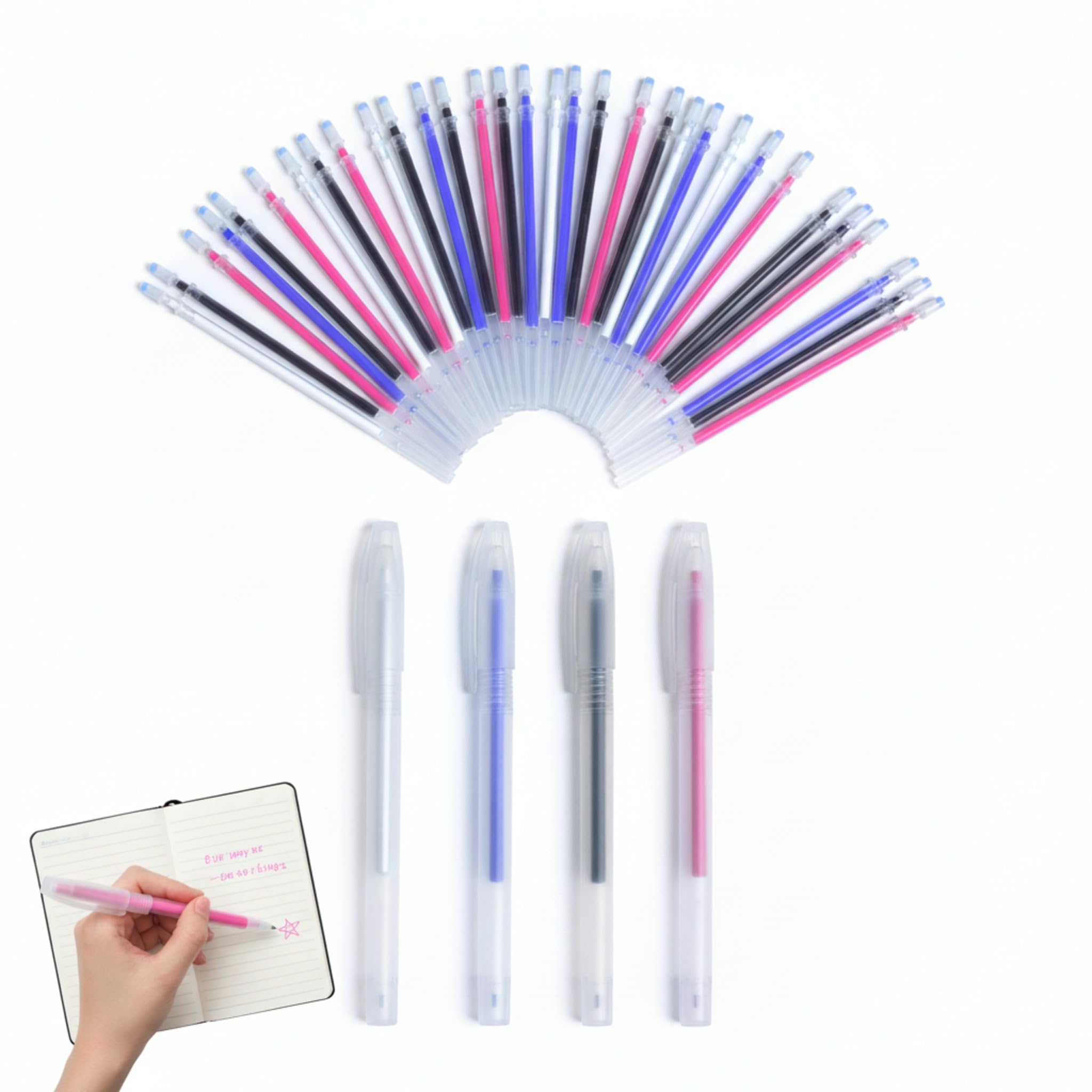 DAQUN 44 Pcs Heat Erasable Pen for Fabric, Heat Erasable Fabric Pens for Sewi, Textiles, Garment Making, Quilting and Alterations, 4 Color