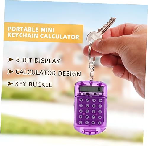 Miniatura 7 de NUOBESTY Calculadora de bolsillo de 3 piezas, llavero pequeño, portátil, mini calculadora electrónica para estudiantes en casa (color al azar)
