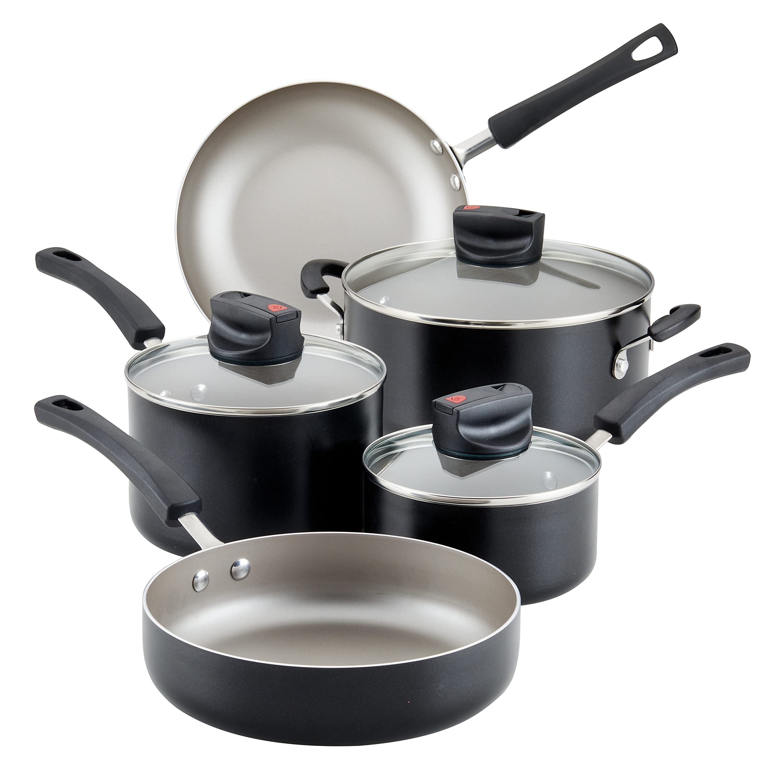 FarberwareSmart Control Nonstick Cookware Pots and Pans Set, 14 Piece, Black