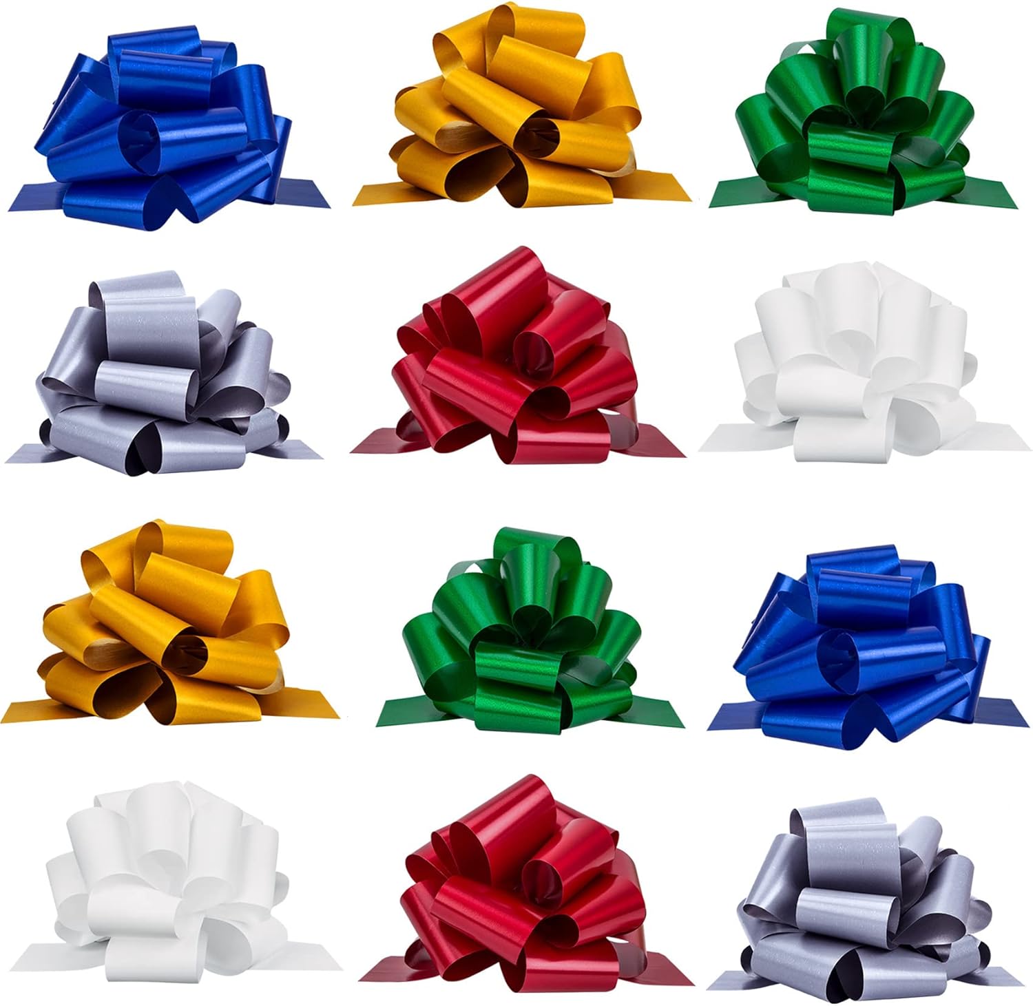 12 PCS Christmas Bows, Gift Wrap Christmas Pull Bows with Ribbon Accessory for Xmas, Gift, Florist, Bouquet, Basket, Bottles Gifts Decoration, Gift Wrapping and Present Crafts Decor(6 Colors) : Health & Household