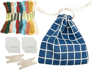 Weaving Cards Tablet Loom Cards Shuttle Set with Paper Loom Cards Card Tools and Warp Thread Accessories Build for DIY Craft Beginners, C