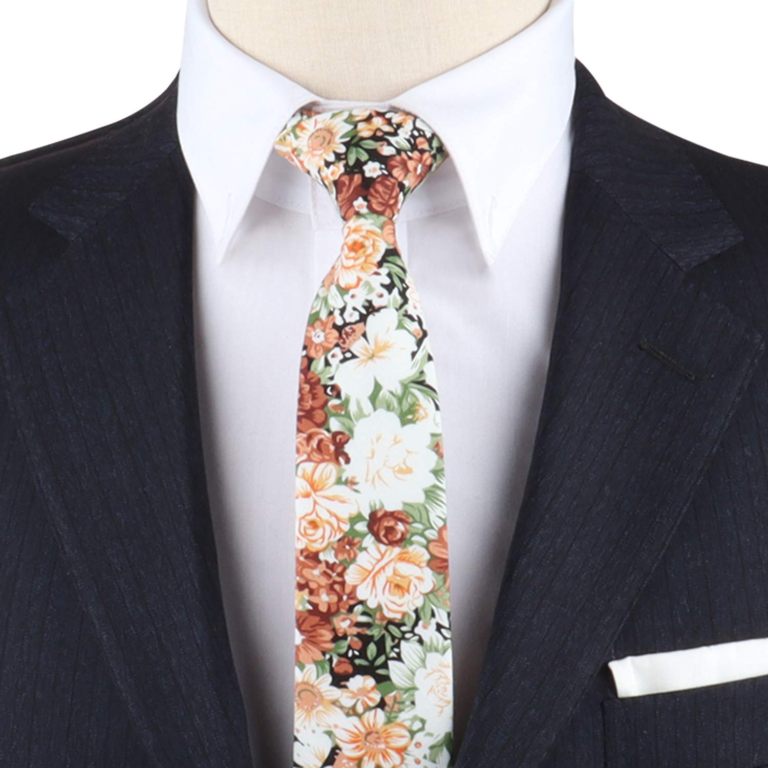 Corbatas flacas florales | Corbata de algodón | Corbata de boda para padrinos de boda para él | Corbata de flores para padrino de boda, Artesano floral 2