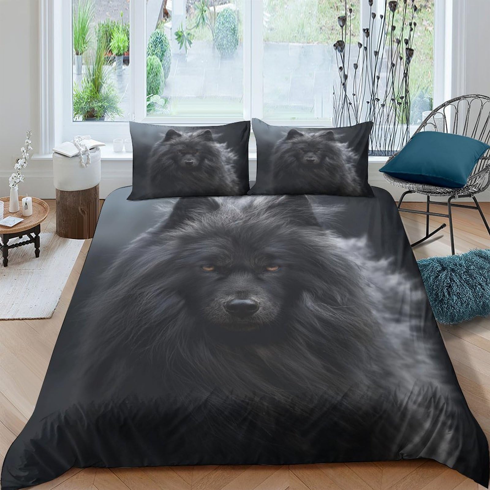 BARDYS Wolf Comforter Covers 3D Print Wild Animals for Teens And Adults Quilt Cover Duvet Cover Soft Microfiber Bedding Set with Pillow Cases with Zipper Closure 3 Pieces Double（200x200cm）