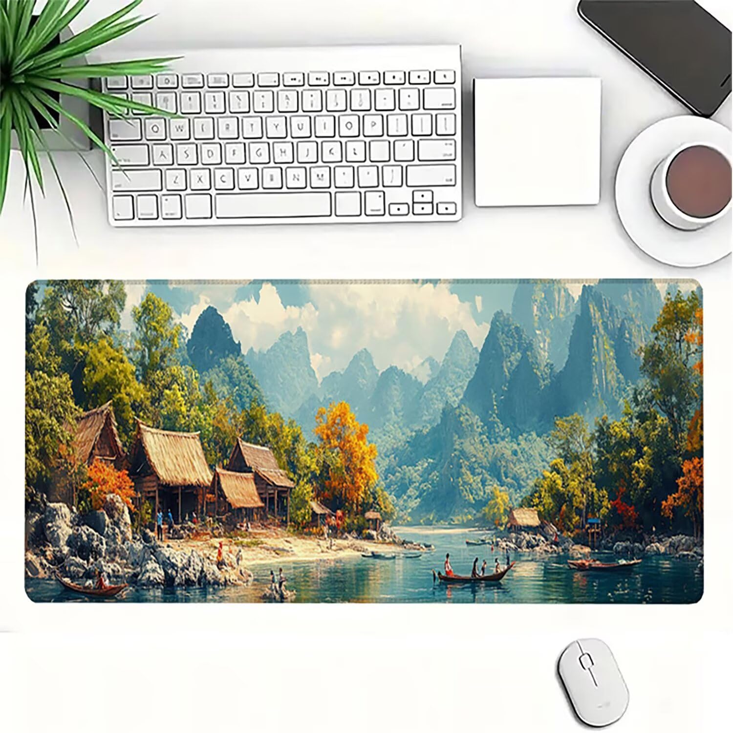 Lejnlnng Podkładka pod mysz do gier XXL, 120 x 60 cm, duża krajobrazowa mata na biurko, wodoodporna podkładka pod mysz XL ocean, antypoślizgowa gumowa podkładka pod mysz z przeszytymi krawędziami do