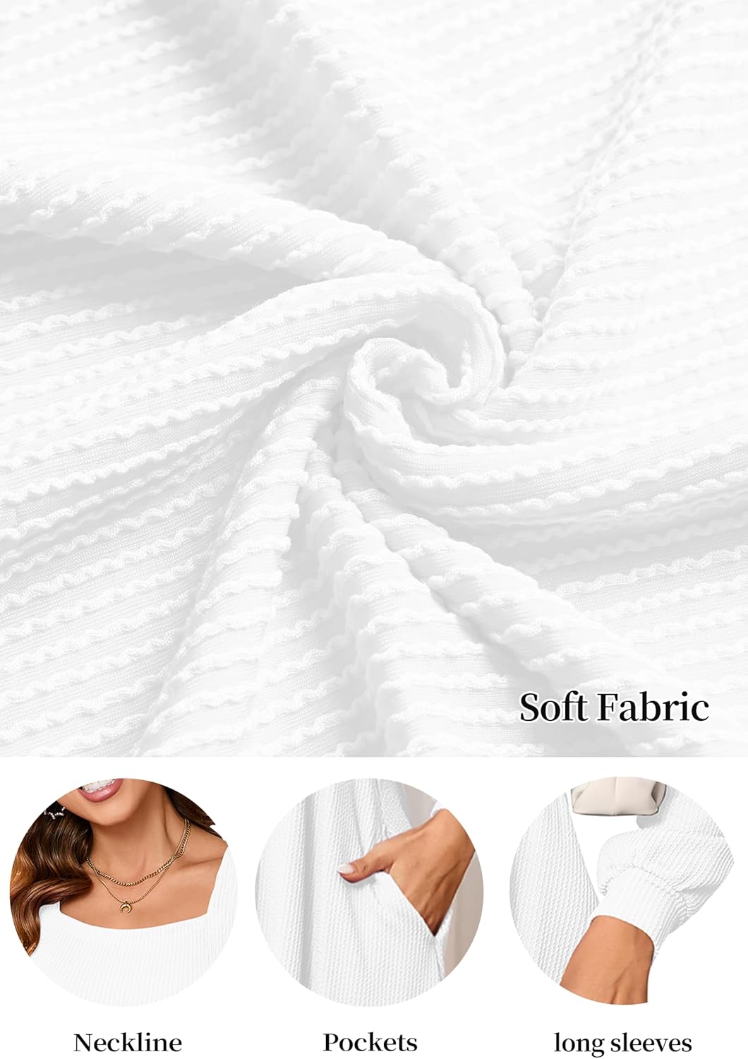 Long Sleeve Fall Dresses for Women 2025 Square Neck Textured Casual Lightweight Tiered Ruffle A-Line Midi Babydoll Dress - Image 6