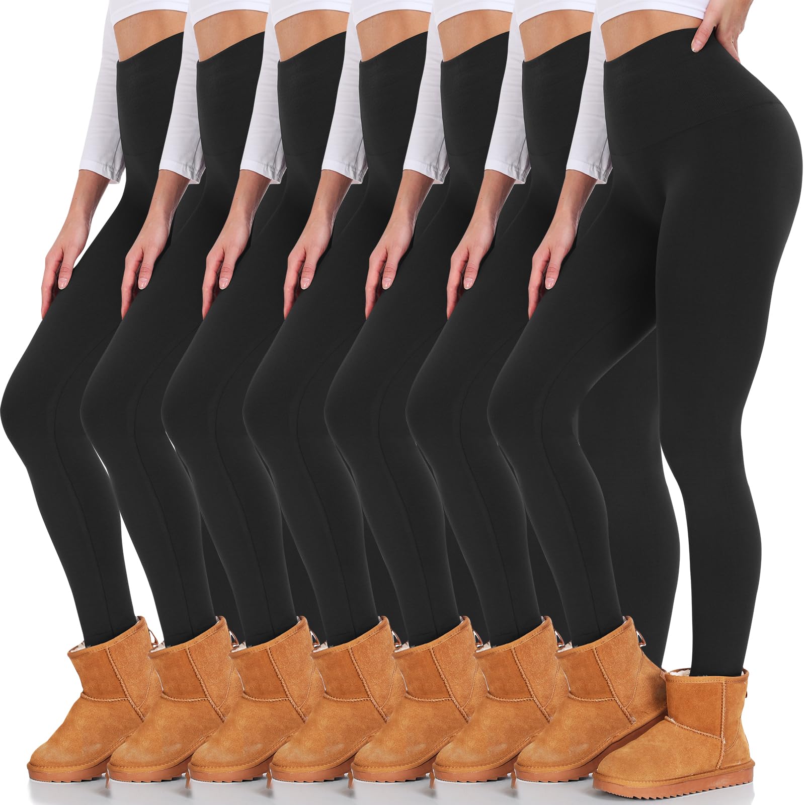 yeuG 7 Pack High Waisted Leggings for Women Tummy Control Soft Workout Yoga Pants Full Length & Capri