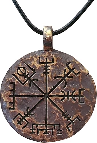 Baldur Jewelry - Collar de brújula vikinga, collar con colgante de guía Vegvisir, amuleto de joyería nórdica con cuerda ajustable - Regalos vikingos