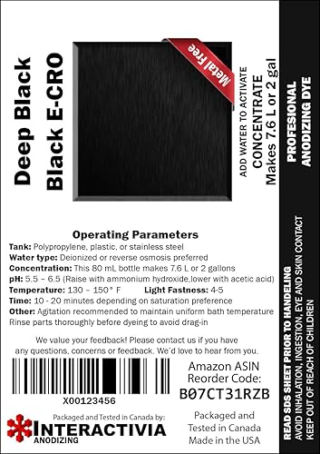 Miniatura 4 de Tintes profesionales de pigmento anodizado de aluminio  Negro E-CRO  Negro claro a rico  Concentrado en polvo hace 7.6 litros o 2 galones