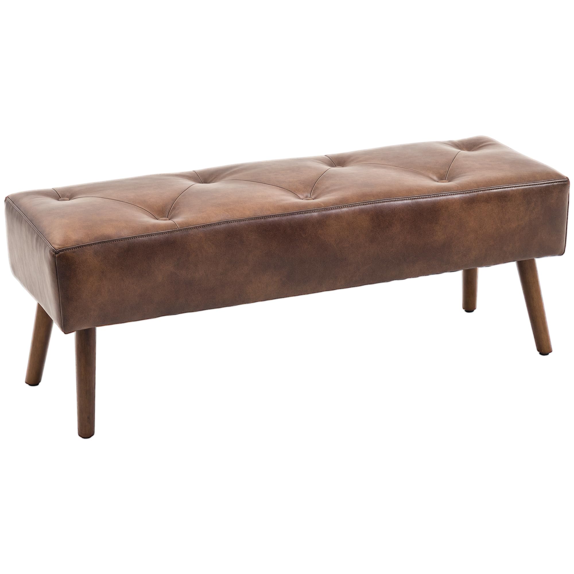 HOMCOM Multifunctional Bed Foot Stool Bench Classic Bed Foot Stool Bedroom Stool with Wooden Feet and Padded Seat Load 120 kg for Entrance Hallway 114 x 38 x 42 cm Brown