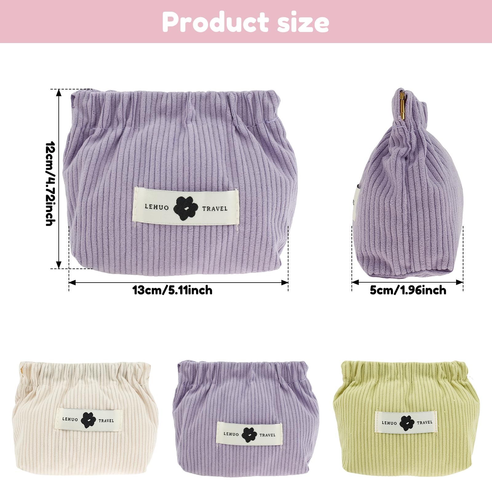 PandaHug 3Pcs Corduroy Elastic Hair Tie Organizer - Image 2