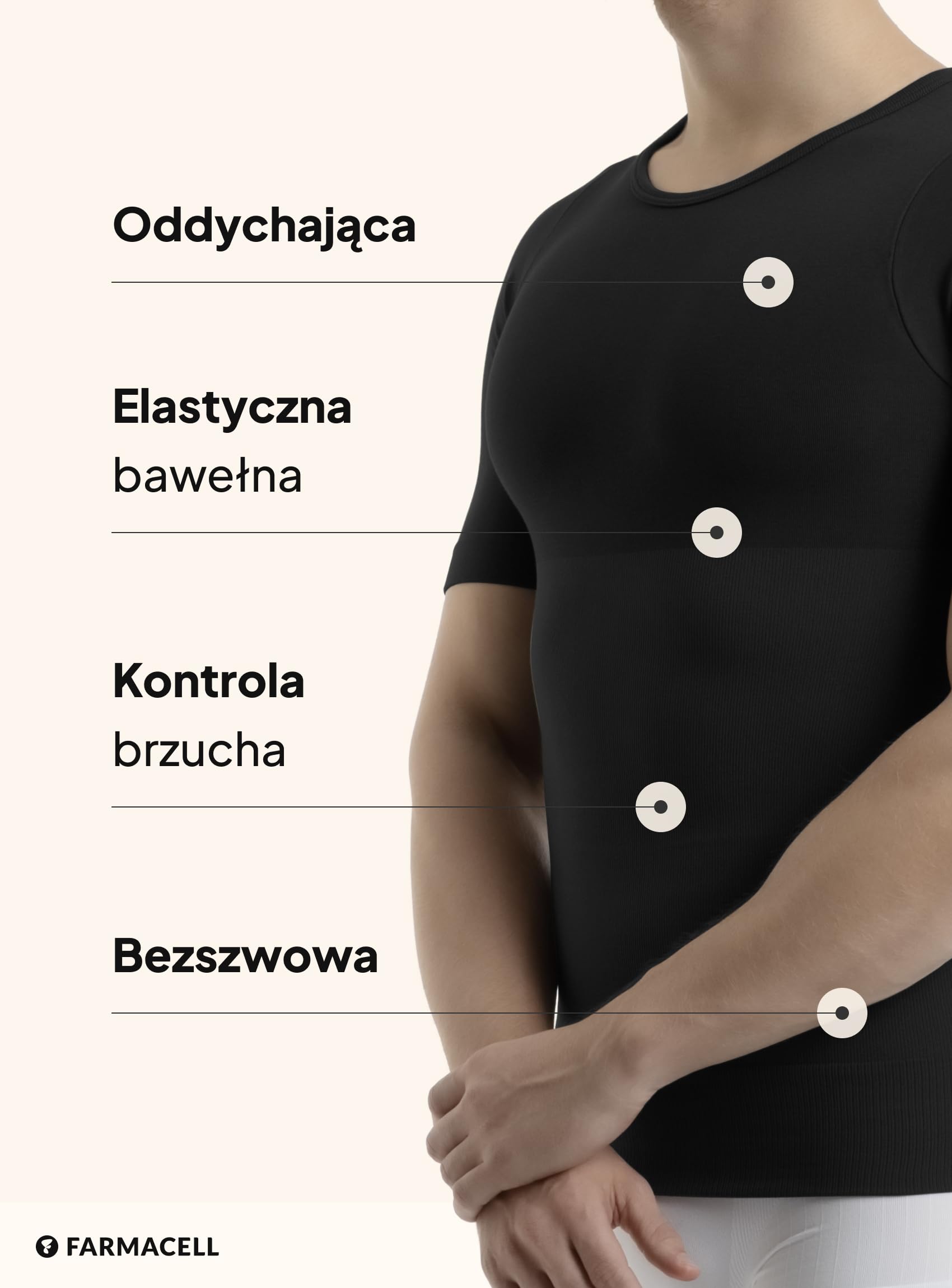 Farmacell Męska Bawełniana Koszulka Kompresyjna Modelująca Brzuch, Made in Italy, 419